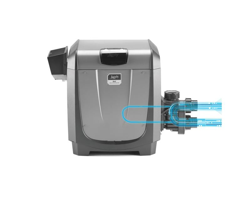 A Pentair beige pump with flowing water