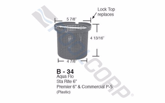 AQUAFLO/STARITE 6" PLASTIC BASKET #B-34