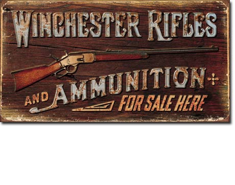 DECOR WINCHESTER RIFLES & AMMO TIN SIGN #1862